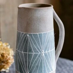 Gray Blue Handpainted Terracotta Table Vase -Ed's plant shop gray blue handpainted terracotta table vase 994755