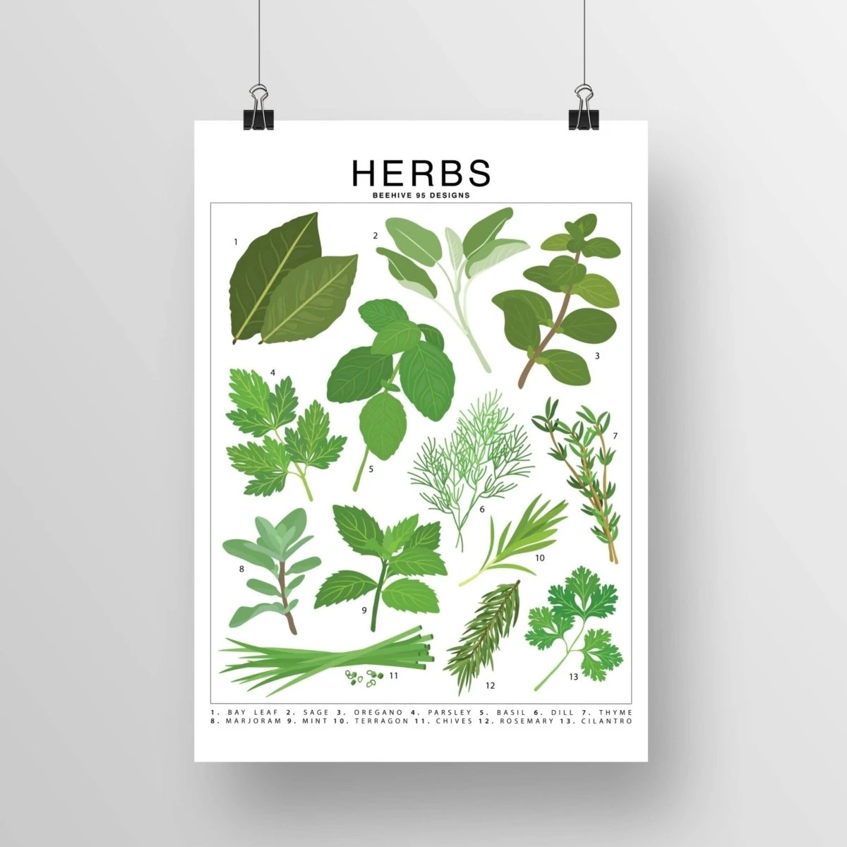 Herbs Species ID Chart - Botanical Garden Art Print 3 Herbs Species ID Chart - Botanical Garden Art Print