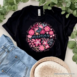 Inspiring Floral Mama T-Shirt, White, Black And Natural Boho Tee For Strong And Loving Mothers -Ed's plant shop inspiring floral mama t shirt white black and natural boho tee for strong and loving mothers 927348