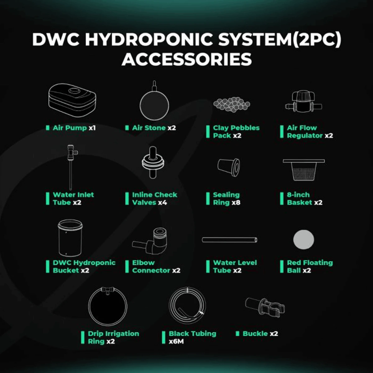 Mars Hydro 5-Gallon Deep Water Culture Hydroponic System Kit With 2 Buckets 8 Mars Hydro 5-Gallon Deep Water Culture Hydroponic System Kit With 2 Buckets - Image 6