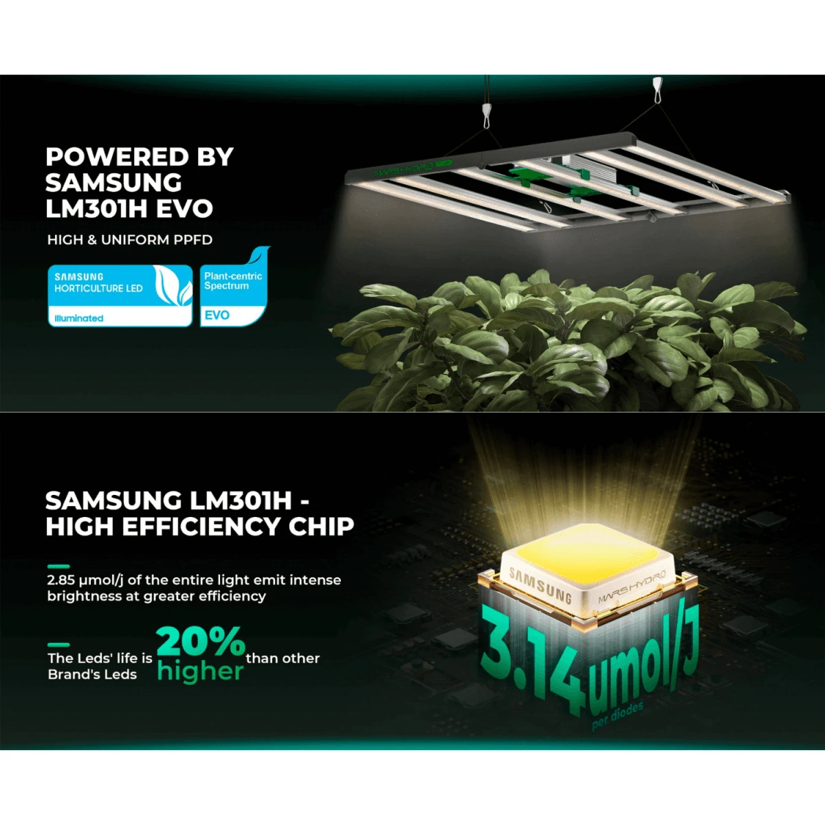 Mars Hydro FC4800-EVO 480W Smart Grow System Samsung LM301H LED Grow Light 12 Mars Hydro FC4800-EVO 480W Smart Grow System Samsung LM301H LED Grow Light - Image 10