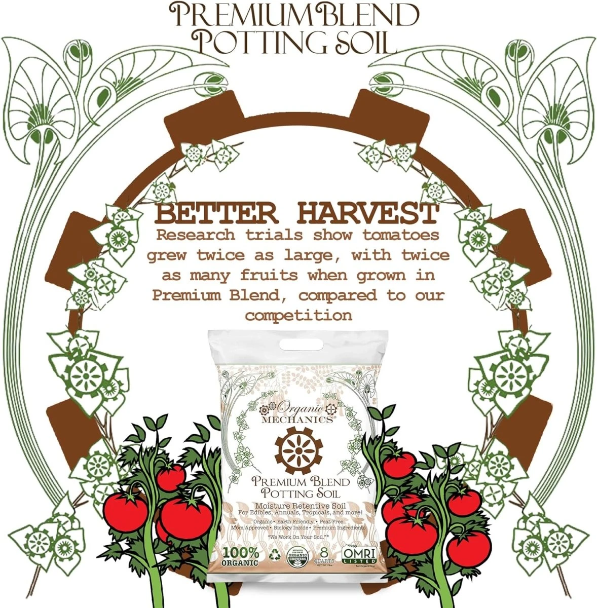 Organic Mechanics Premium Blend Potting Soil - Peat-Free (8 Dry Quarts) 7 Organic Mechanics Premium Blend Potting Soil - Peat-Free (8 Dry Quarts) - Image 5