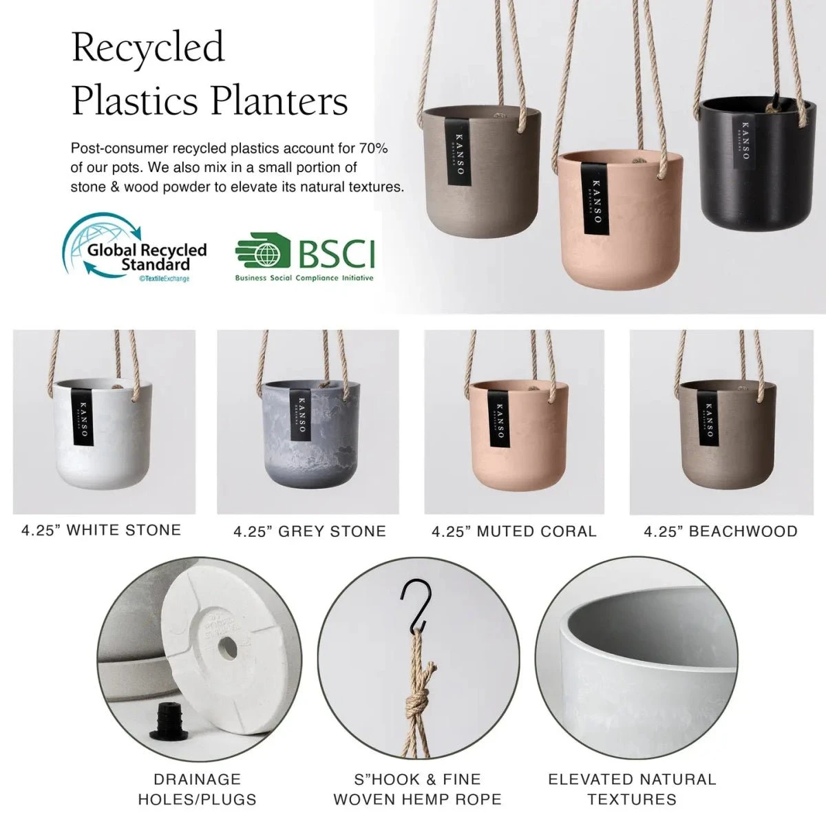 Signature Stone Hanging Planter Pot 4.75 Inch 13 Signature Stone Hanging Planter Pot 4.75 Inch - Image 11