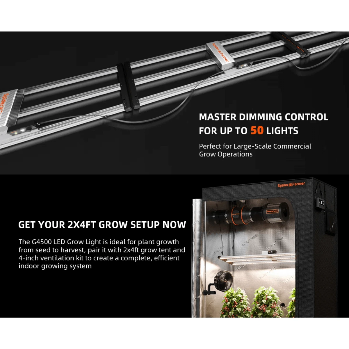 Spider Farmer G4500 450W Dimmable Full Spectrum LED Grow Light 16 Spider Farmer G4500 450W Dimmable Full Spectrum LED Grow Light - Image 14