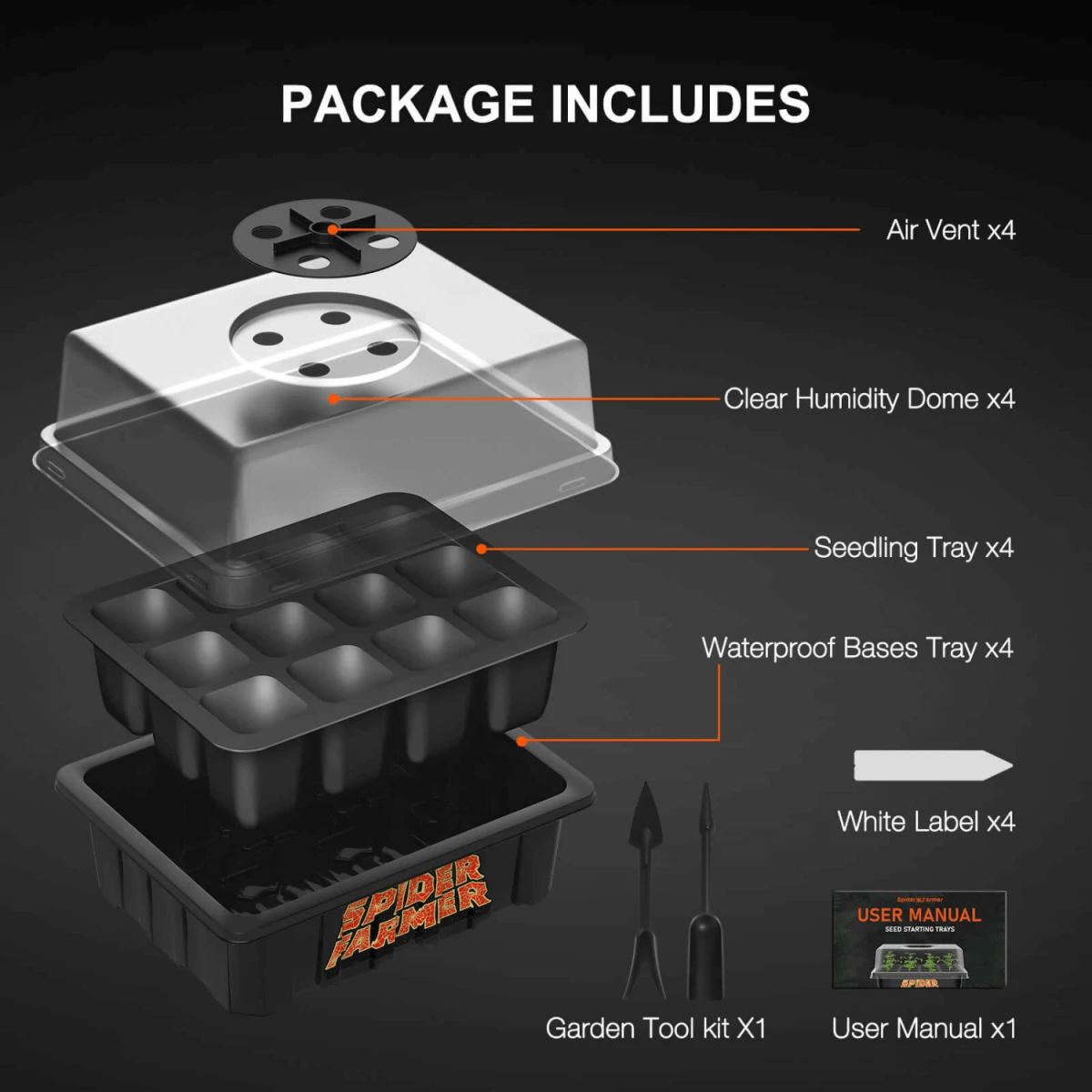 Spider Farmer Seed Starting Trays (4-Pack) | 12-Cell Trays With Domes For Optimal Germination 10 Spider Farmer Seed Starting Trays (4-Pack) | 12-Cell Trays With Domes For Optimal Germination - Image 8