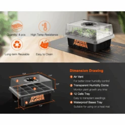Spider Farmer Seed Starting Trays (4-Pack) | 12-Cell Trays With Domes For Optimal Germination 22 Spider Farmer Seed Starting Trays (4-Pack) | 12-Cell Trays With Domes For Optimal Germination -Ed's plant shop spider farmer seed starting trays 4 pack 12 cell trays with domes for optimal germination 561124