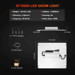 Spider Farmer SF1000D LED Grow Light | Full Spectrum, Energy Efficient, 100W -Ed's plant shop spider farmer sf1000d led grow light full spectrum energy efficient 100w 422445