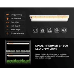 Spider Farmer SF300 33W LED Veg Grow Light -Ed's plant shop spider farmer sf300 33w led veg grow light 612810