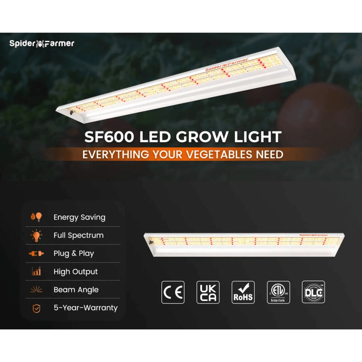 Spider Farmer SF600 74W LED Veg Grow Light | Full Spectrum Energy-Efficient Lighting 10 Spider Farmer SF600 74W LED Veg Grow Light | Full Spectrum Energy-Efficient Lighting - Image 8