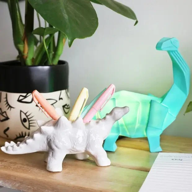 White Stegosaurus Dinosaur Planter Pot 6 White Stegosaurus Dinosaur Planter Pot - Image 4