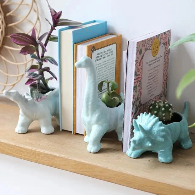 White Stegosaurus Dinosaur Planter Pot 5 White Stegosaurus Dinosaur Planter Pot - Image 3