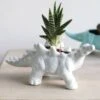 White Stegosaurus Dinosaur Planter Pot