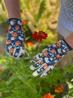 Women’s Floral “Olivia” Garden & Project Gloves – Reinforced Cotton Twill & Spandex -Ed's plant shop womens floral gardening and project gloves the olivia 745261