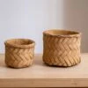 Woven Bamboo Styled Basket - Concrete - Various Sizes -Ed's plant shop woven bamboo styled basket concrete various sizes 176574